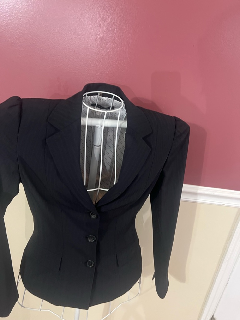 Elie Tahari Black Tailored Pinstripe Blazer